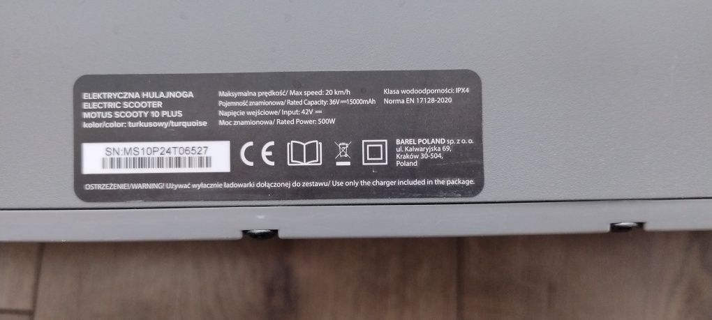 Hulajnoga elektryczna Motus scooty 10 plus jak nowa.na Gwarancji