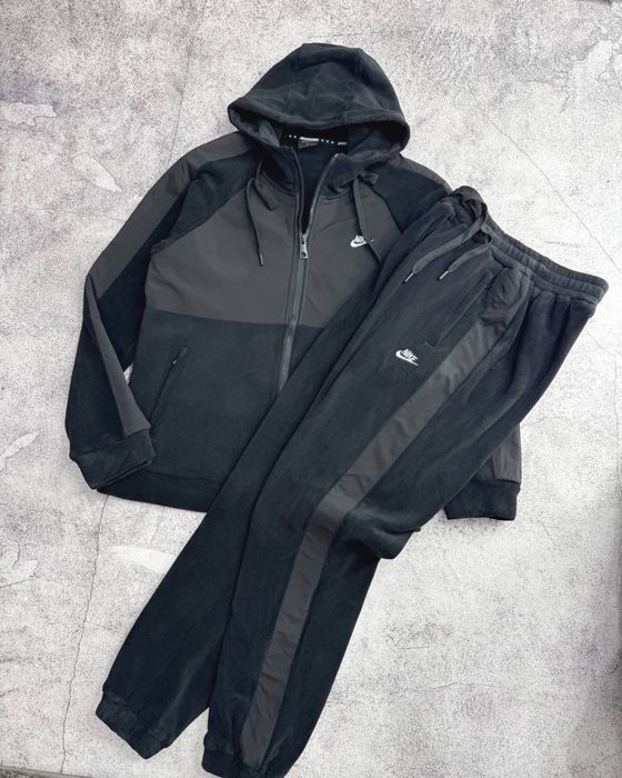Чоловічий флісовий спортивний костюм nike чорний сірий L,XL,2XL,3XL,4X