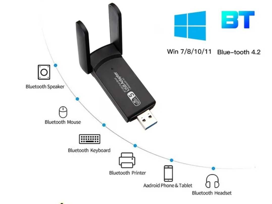 Adapter WiFi USB 3.0 BT 4.2 Dual Band  2.4 /5 Ghz