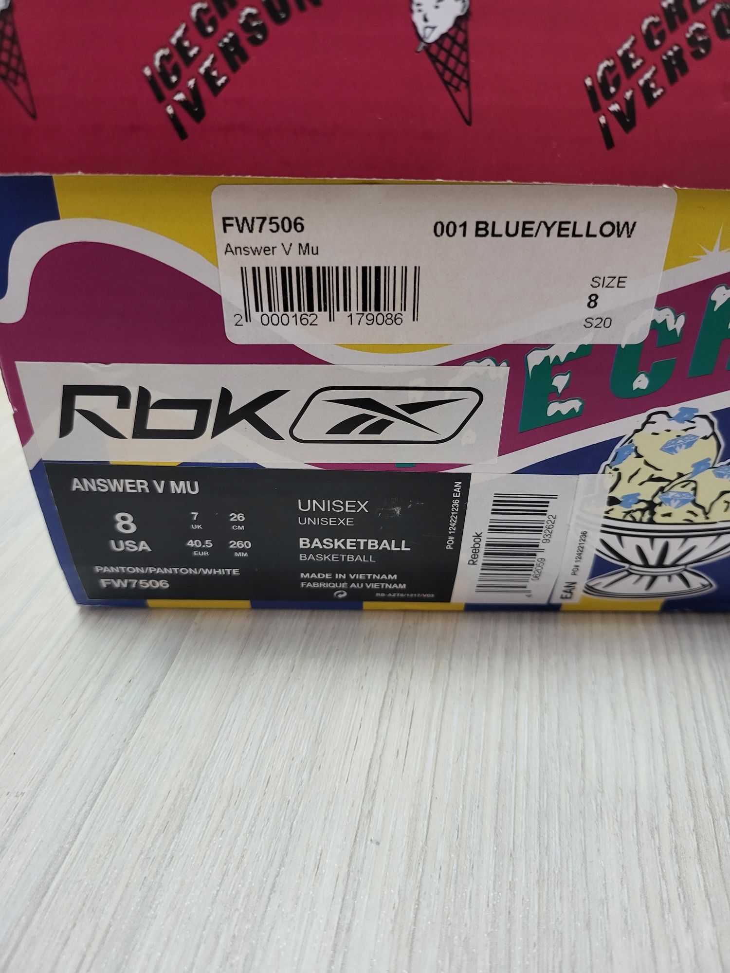 Нові баскетбольні кросівки Reebok BBC Ice Cream x Answer 5 Iverson
