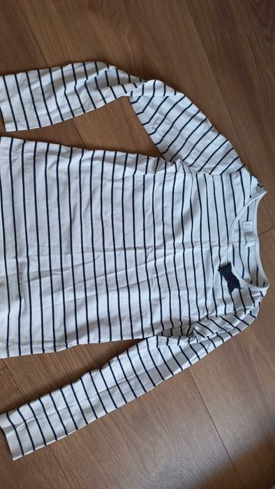 Koszulka biała paski dla dziewczynki kokarda cool club r.152 bluzka