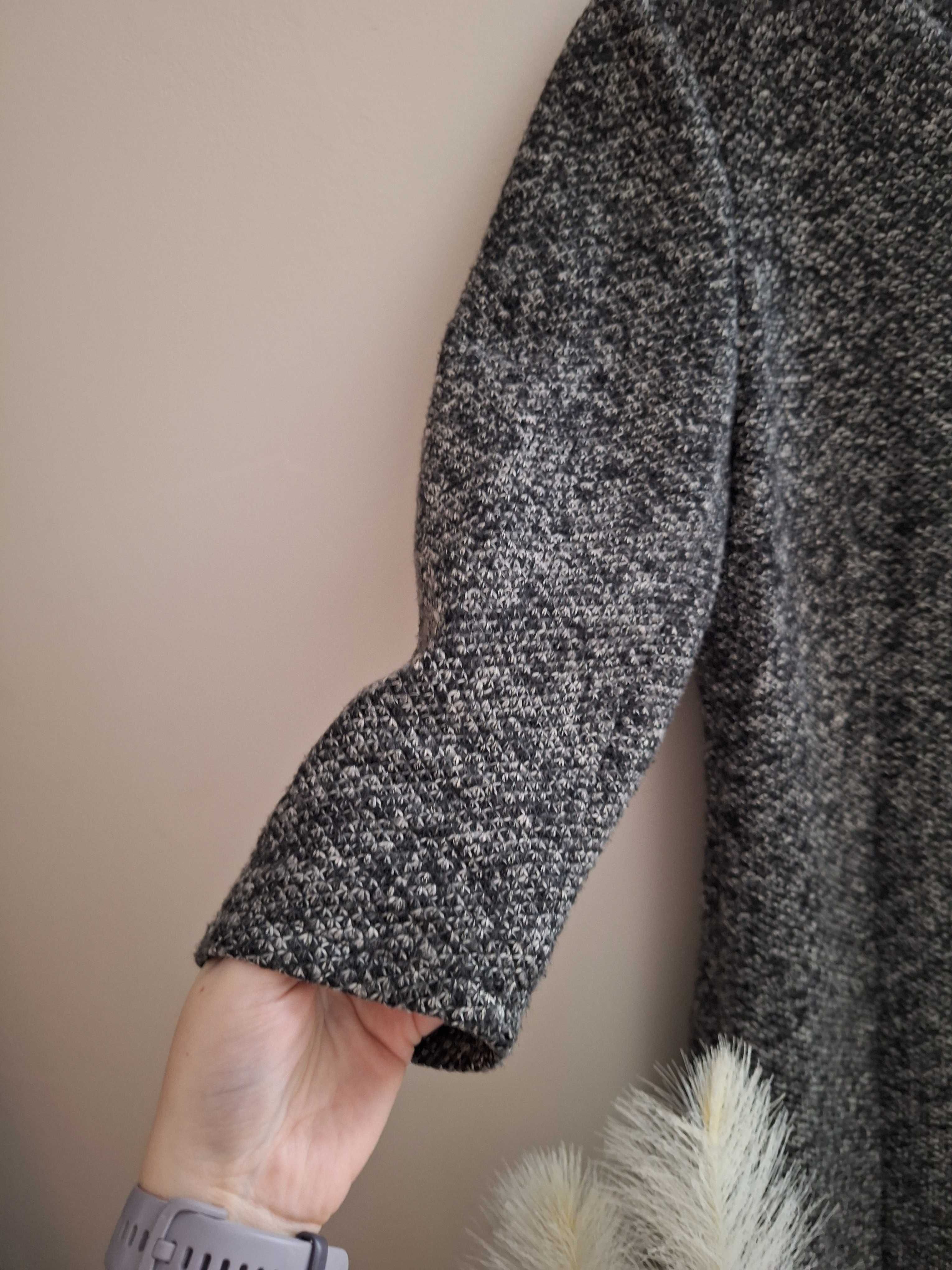 Sukienka sweterkowa prosta szara z 3/4 rękawem Kris Collection XL (42)