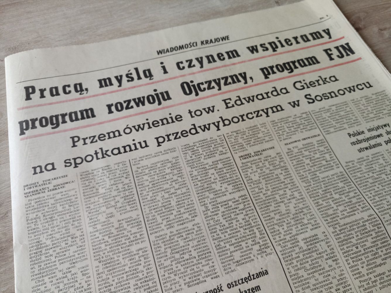 Trybuna robotnicza, Trybuna ludu m.in przemówienie Gierka