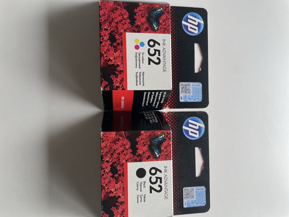 2 tusze (czarny + kolor) nr 652 do drukarek HP - NOWE