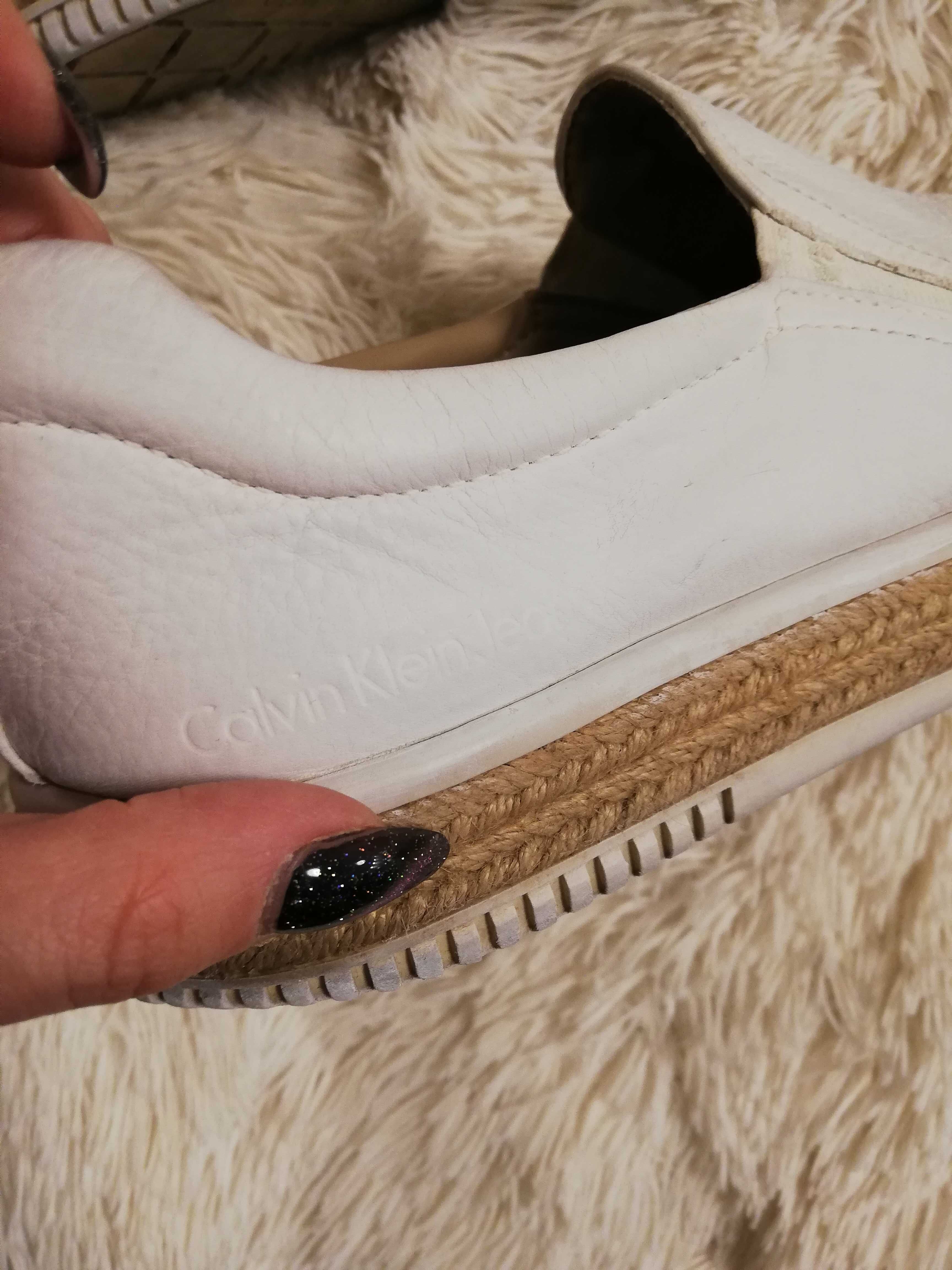 espadryle Calvin Klein Jeans 42 białe Mackenzie S1555 skóra