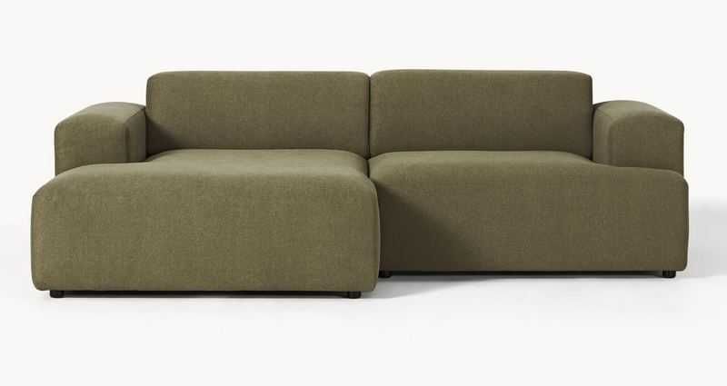 Sofa narożna 3-os lewostronna Melva oliwkowozielona 238x143x75cm