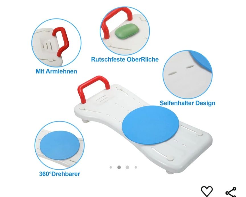 Acento para banho em banheira para pessoas com mobilidade reduzida