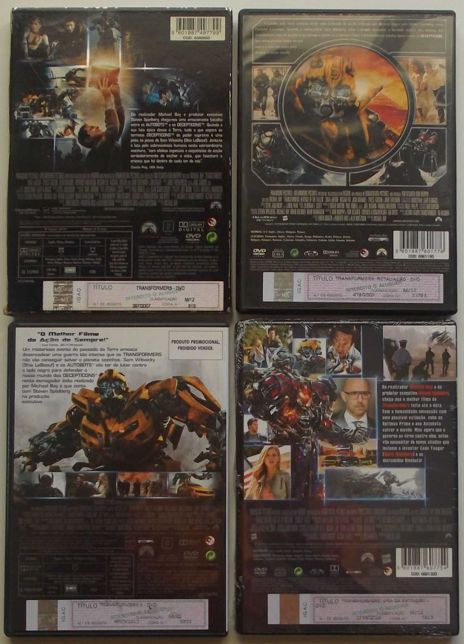 Filmes em DVD Transformers 1, 2, 3 e 4