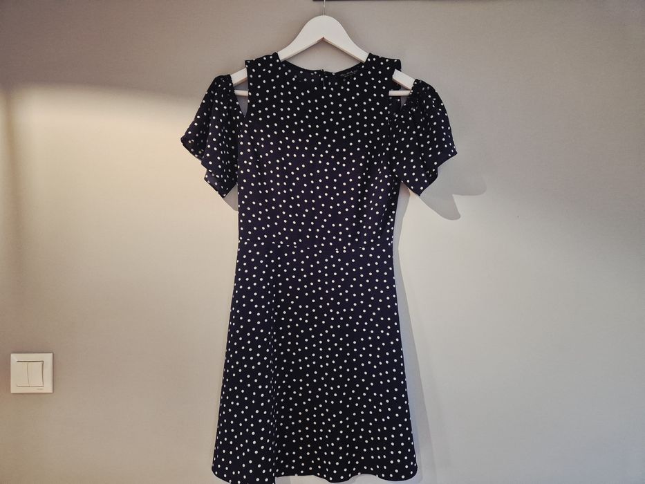 Sukienka MISS SELFRIDGE 34 XS granatowa w kropki groszki