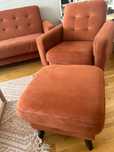 Zestaw : sofa z funkcją spania, fotel , puff