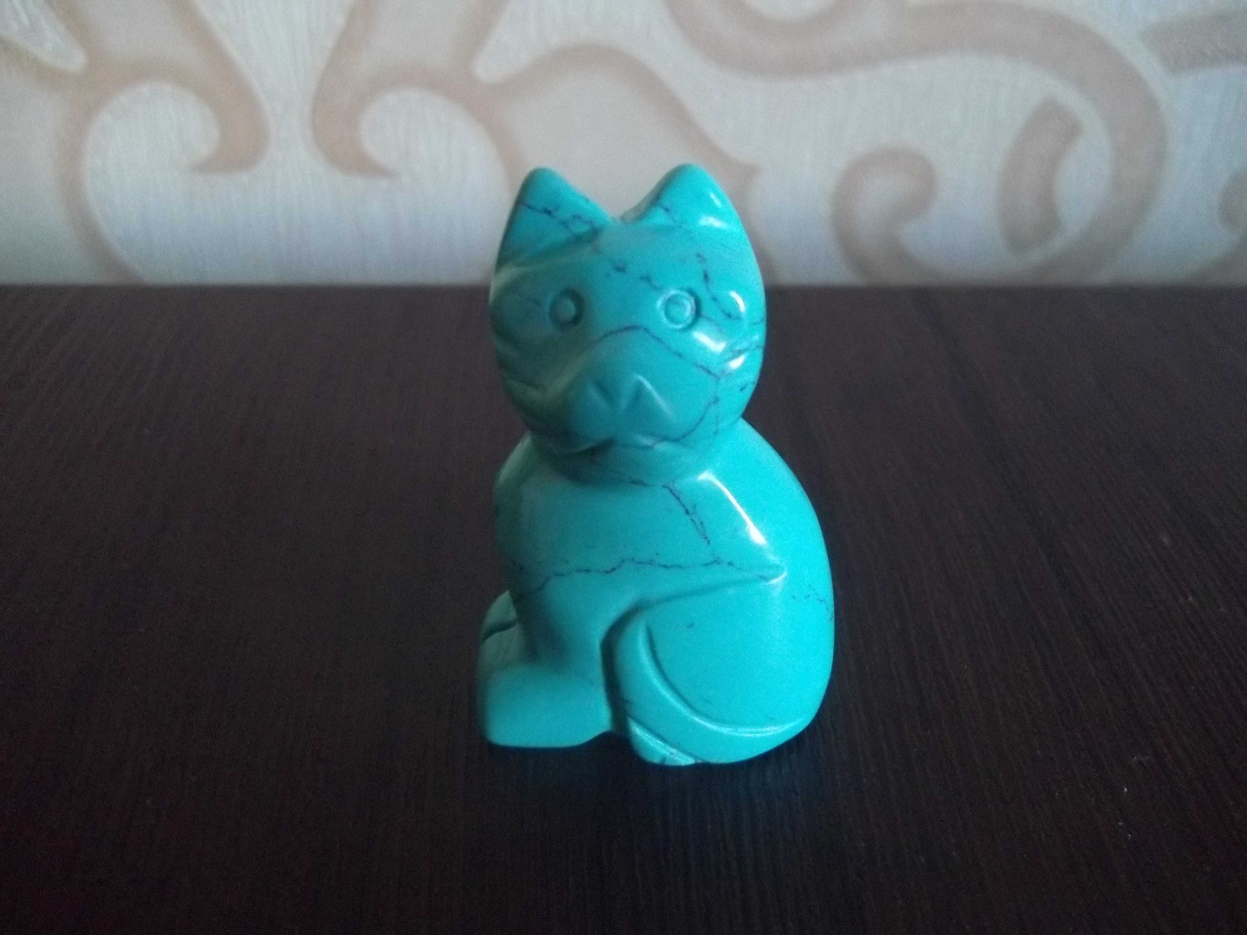 Новая статуэтка, фигурка кошка из камня, бирюза