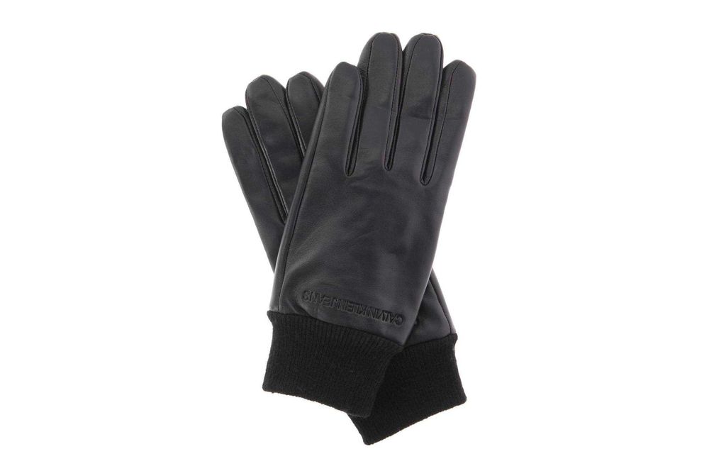 oryginalne skórzane czarne rękawiczki Calvin Klein K50K504185