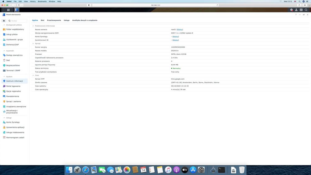 NAS Synology ds2415+ gotowy do pracy z dyskami 24 TB + dodatki