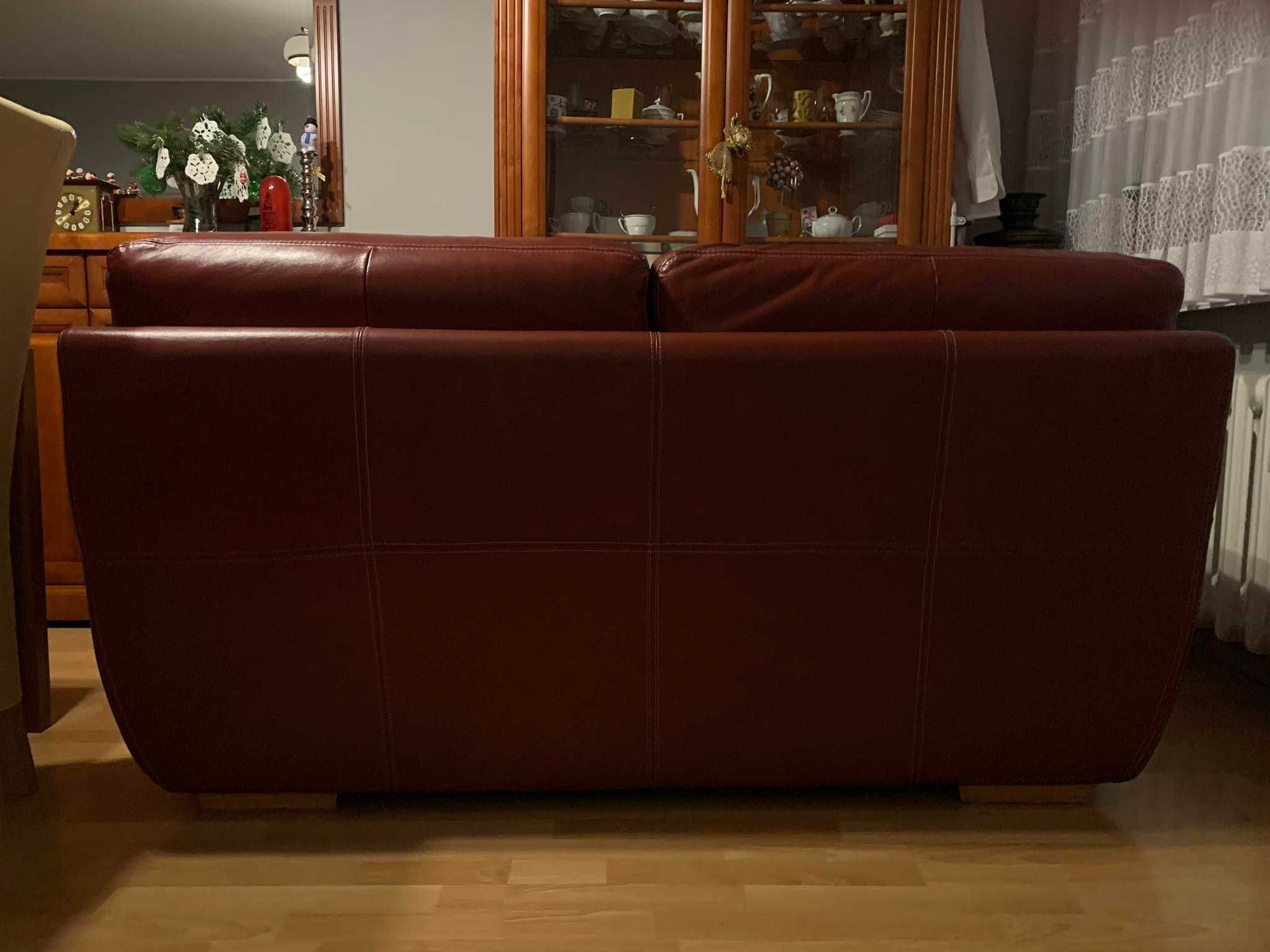 Skórzana sofa kanapa czerwona