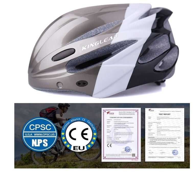 Kask rowerowy KINGLEAD z goglami i światełkiem rozmiar 57-62cm