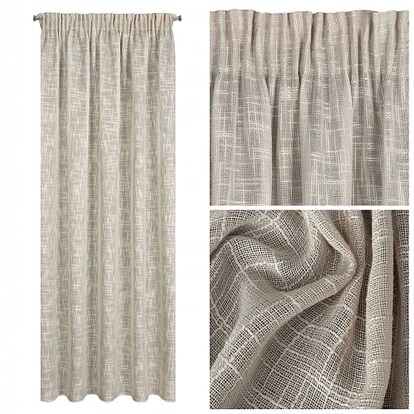 Zasłona Okienna 140 x 270 Dekoracyjna Taśma Rubi Beżowy