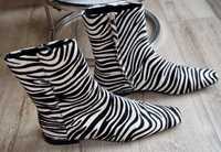 Botki buty sztyblety Zara r. 40 print zwierzęcy zebra ze skóry sierść