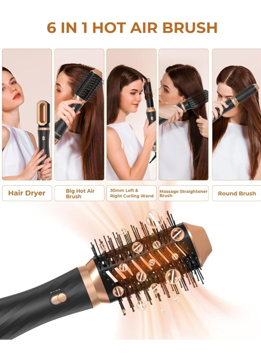 OKWRAP Hair Styler Airstyler zestaw 6 w 1 z okrągłą suszarką do włosów