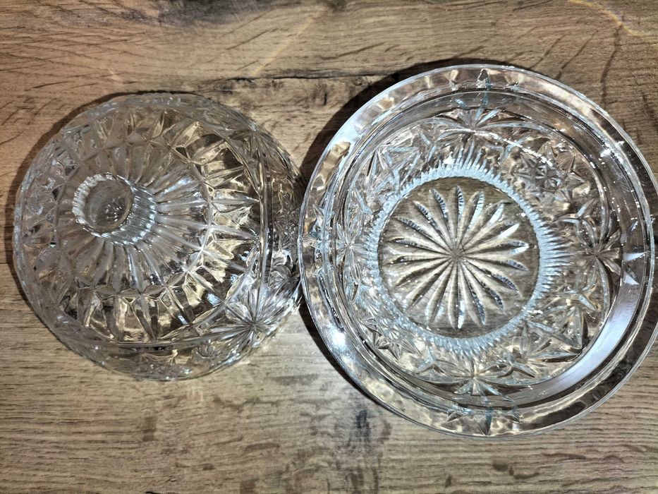 ORYGINALNA PIĘKNA ZABYTKOWA kryształowa cukiernica ozdobna-PRL lata 70