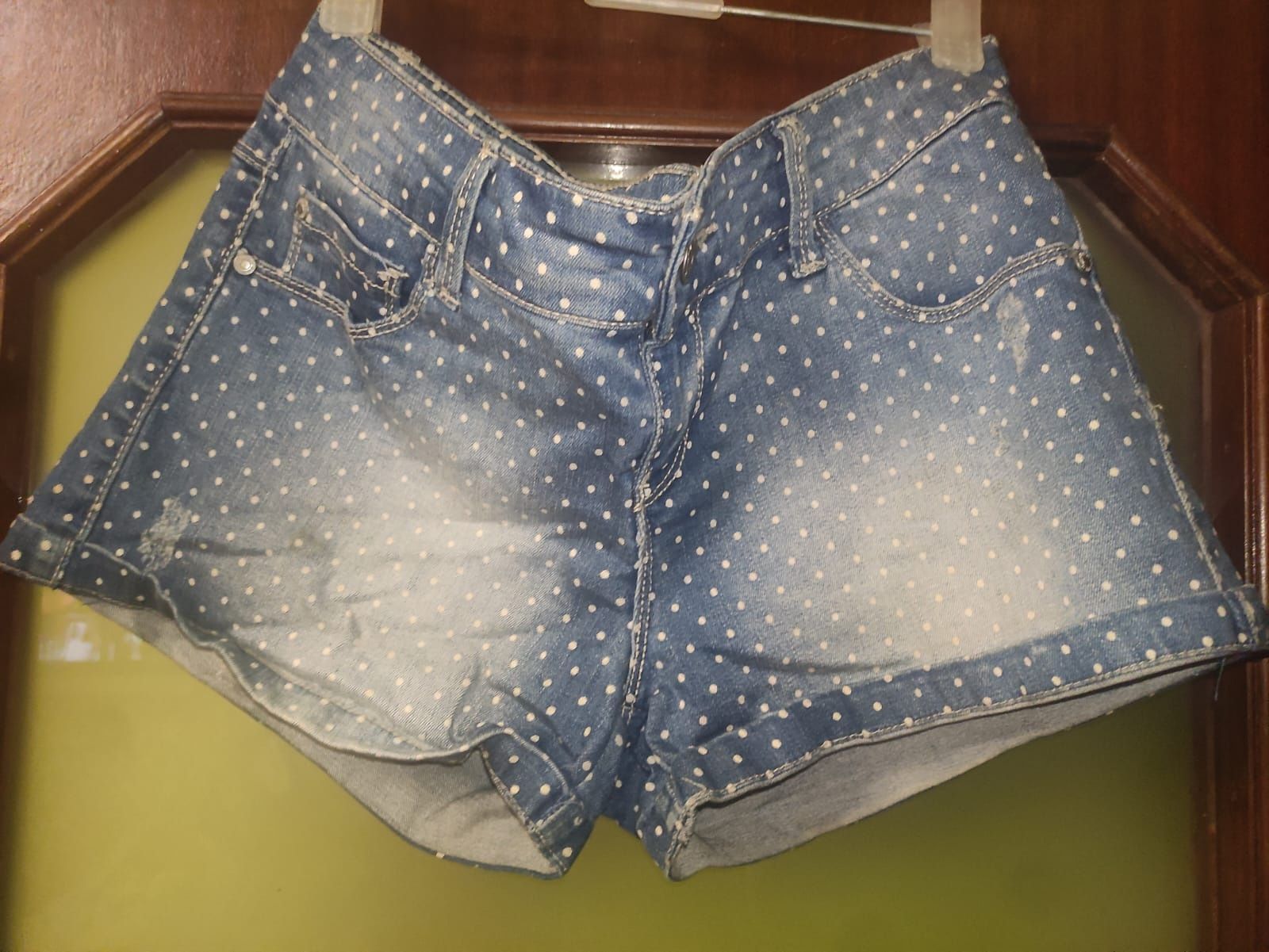 Calções de ganga com bolinhas — estilo vintage