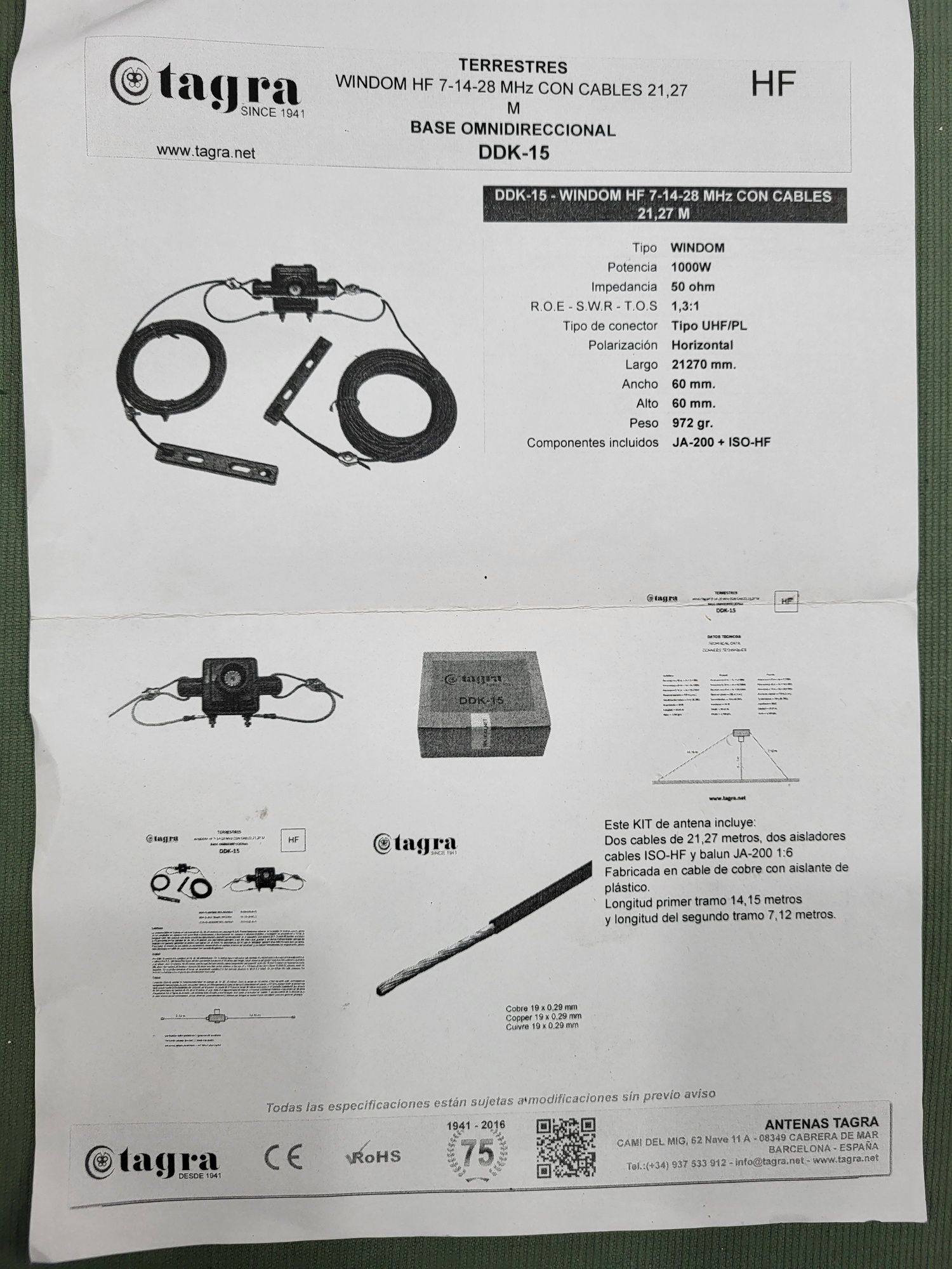 Antena dipolo DDK-15