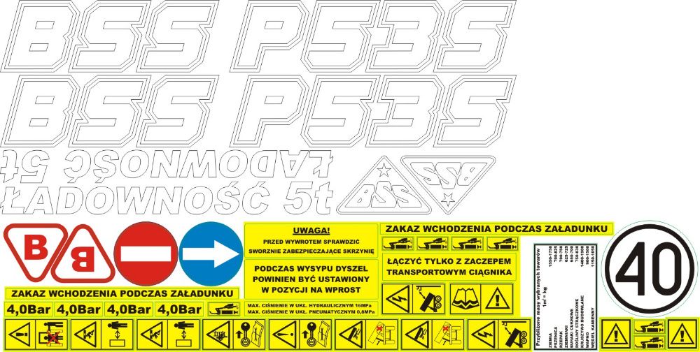 Naklejki Przyczepa Brandys BSS P93S P73S P53S Agro 17.13 10.08 08.06