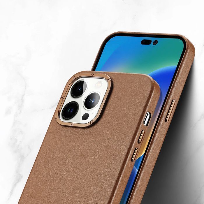 Dux Ducis Grit skórzane etui do iPhone 14 Pro Max z MagSafe brązowy