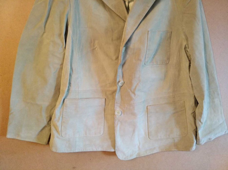 Пиджак кожаный очень красивого цвета зелёного яблока