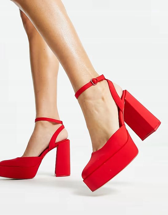 Stradivarius 39 Czerwone Buty Damskie Czółenka Sandały Satynowe D953