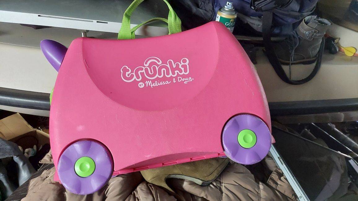 Крутой детский чемодан машинка на колёсах trunki
