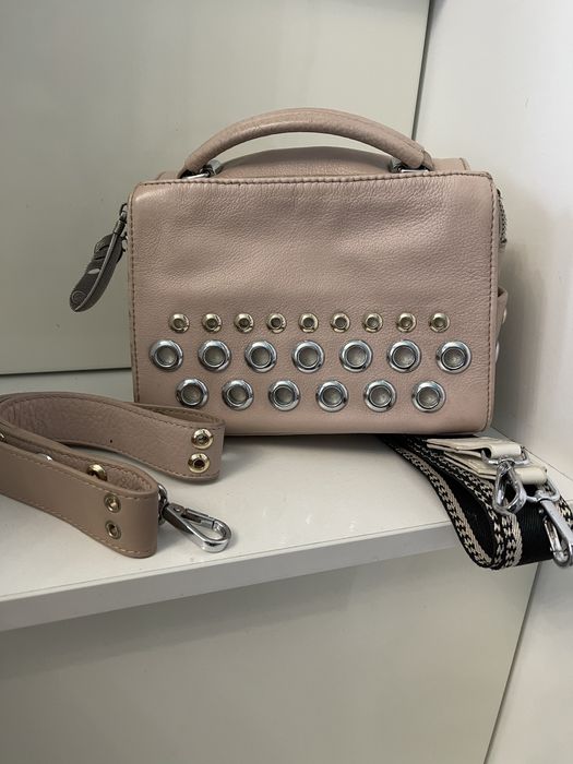 Шкіряна сумка ,сумочка з натуральної шкіри пудрового,бежевого кольору