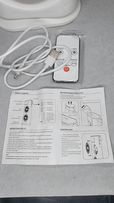 Уценка Вентилятор подвійний  великий з водяним охолодженям Білий