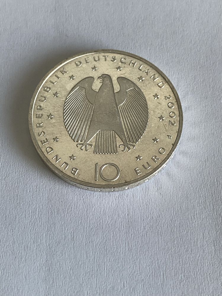 Srebro Niemcy 10 Euro 2002 Wprowadzenie Euro stempel lustrzany