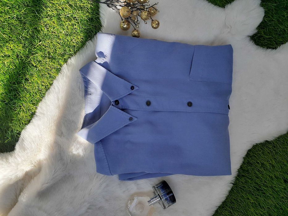 Рубашка мужская стальная с коротким рукавом классика летняя большая