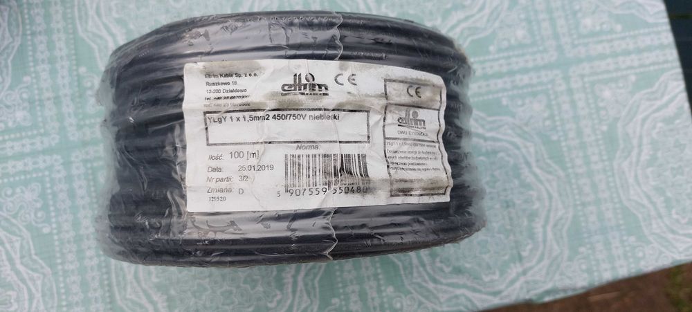 Przewód elektryczny-linka, kabel miedziany YLgY 1x1.5 mm2  /100m/