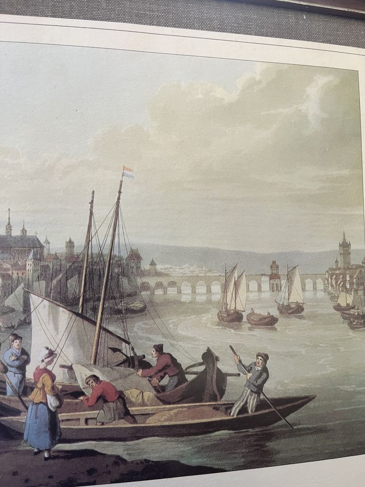 Duża grafika kolorowana „Port Frankfurt” R. Bowyer