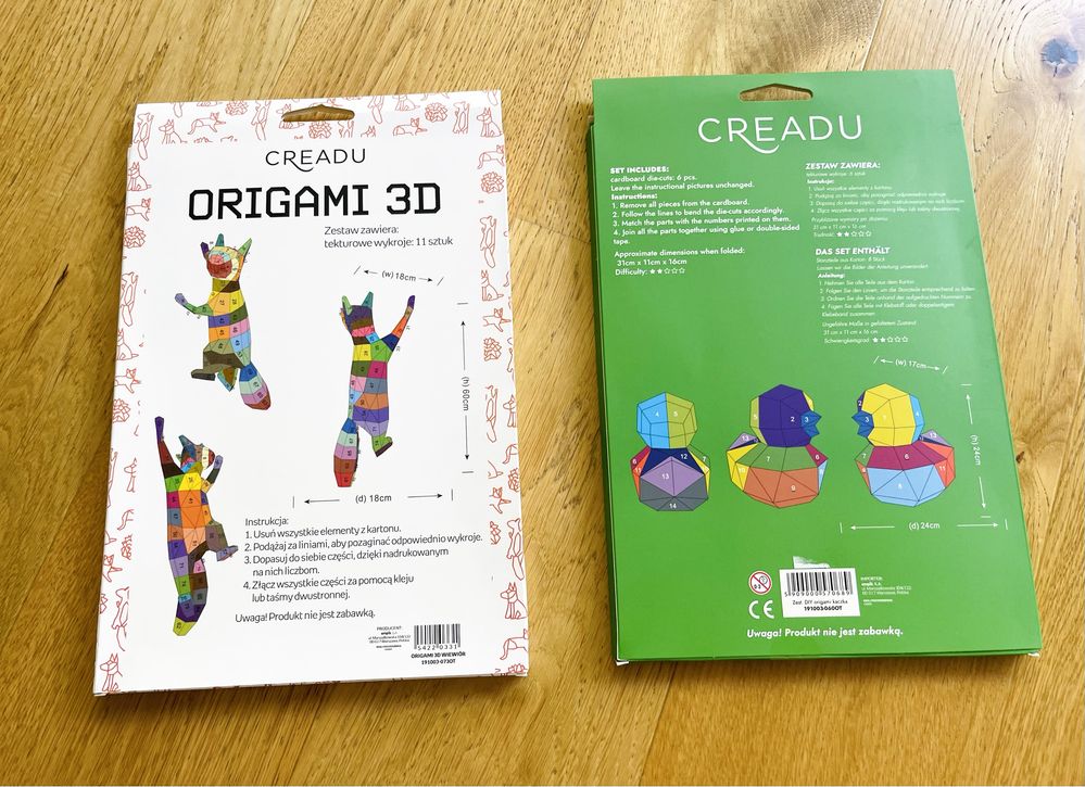 Creadu Origami 3D kaczka i wiewiorka nowe