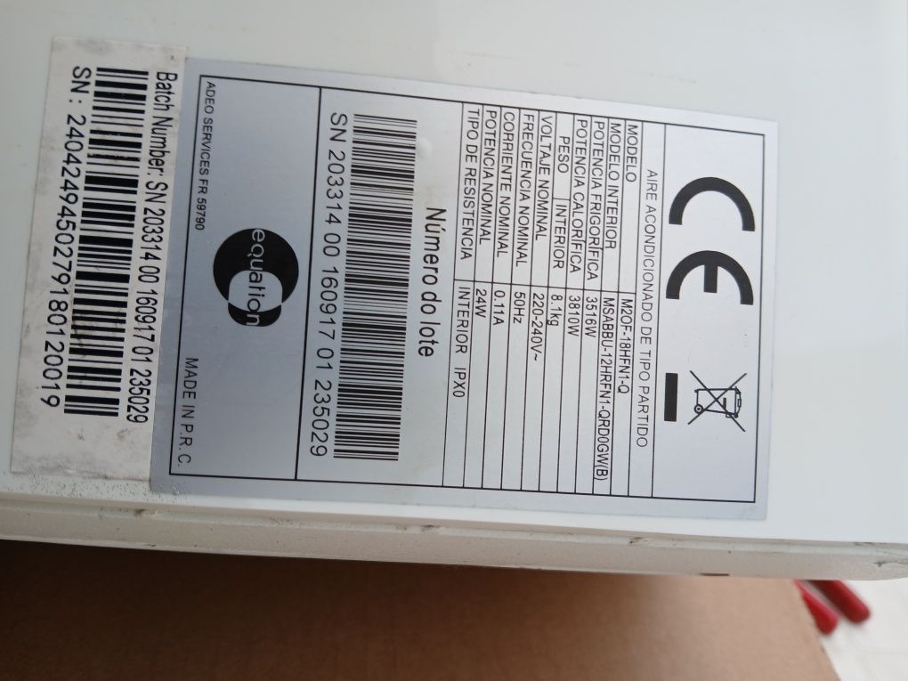 Vendo 2 unidades internas ar condicionado equation