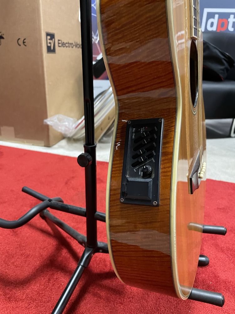 Koreańska gitara elektroakustyczna Phil akustyk inkrustacje krzyże wąs