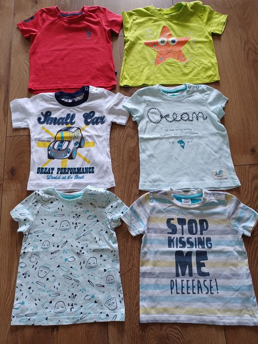 Koszulki 6 szt krótki rękaw 80