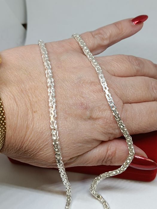 Srebrny łańcuszek splot królewski długość 60cm, srebro próby 925