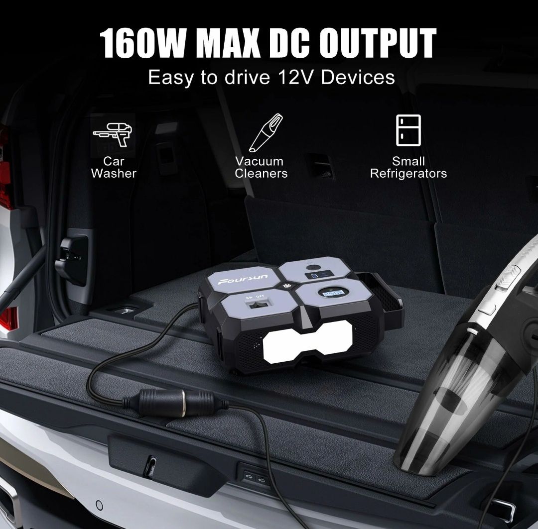 Booster Para carro 26800mAh 4000a 4 em 1 com Compressor de Ar sem Fios