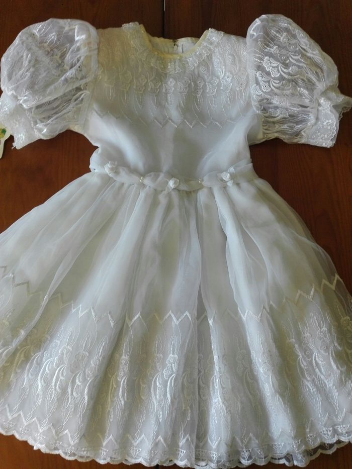 Vestido cerimónia vintage, menina, branco, novo