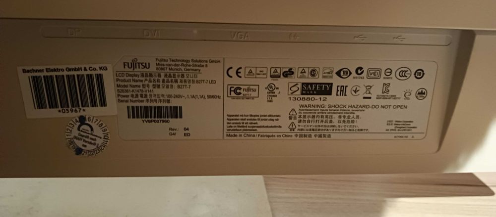 monitor 27” fujitsu b27t-7 led ips dp usb full hd 1920x1080