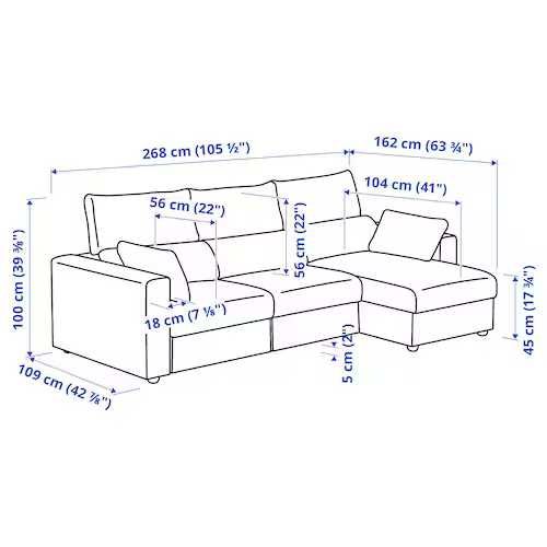Sofa/ narożnik IKEA Eskilstuna , 3-os, z szezlągiem- dostawa gratis