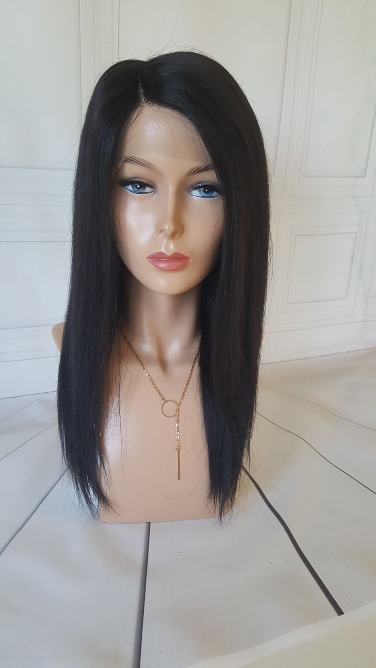 Peruka naturalna Agnieszka czarna włosy naturalne w 100% lace front