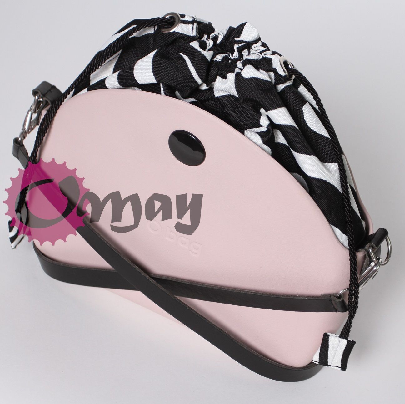 CZARNY organizer OBAG MOON LIGHT worek zebra 2 kieszenie komin OMAY