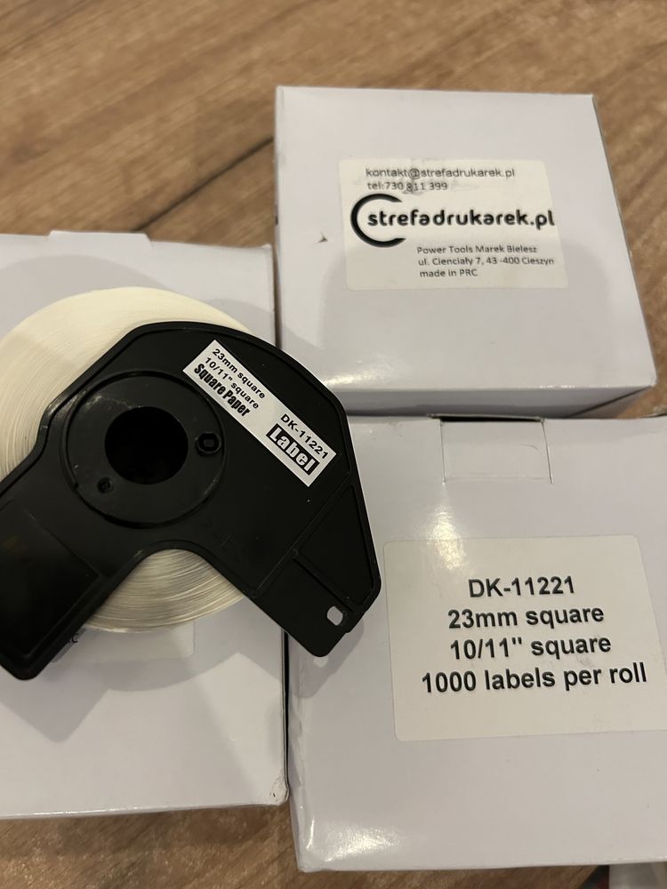 Etykiety 3 paczki kwadratowe 23mm do drukarki dk-11221