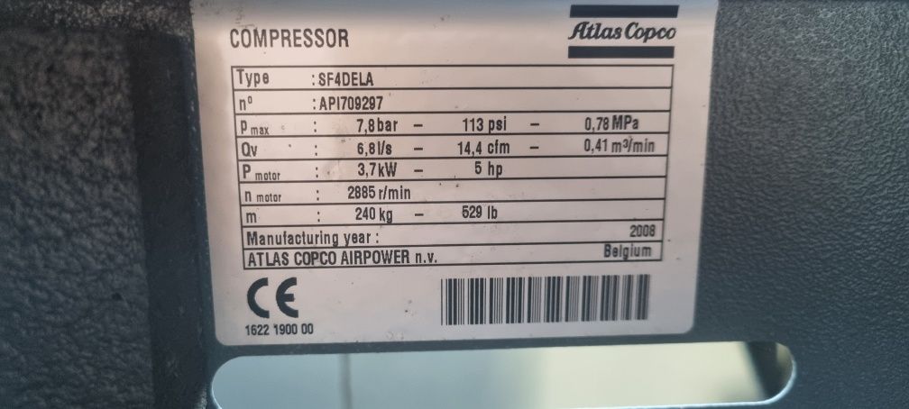 Kompresor bezolejowy Atlas copco sf4ff
