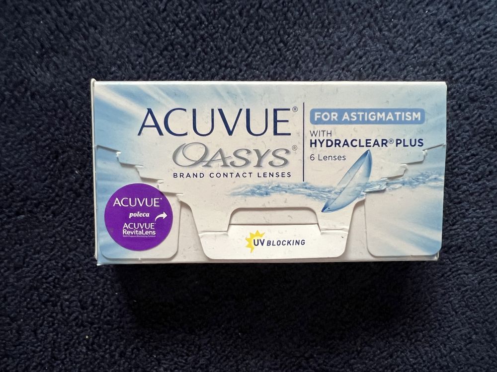 Soczewki kontaktowe Acuvue Oasys +0,75 D, cyl -2,75, axis 180